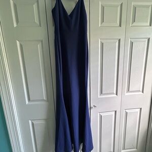 Lulu's Blue Spaghetti Strap Prom Gown